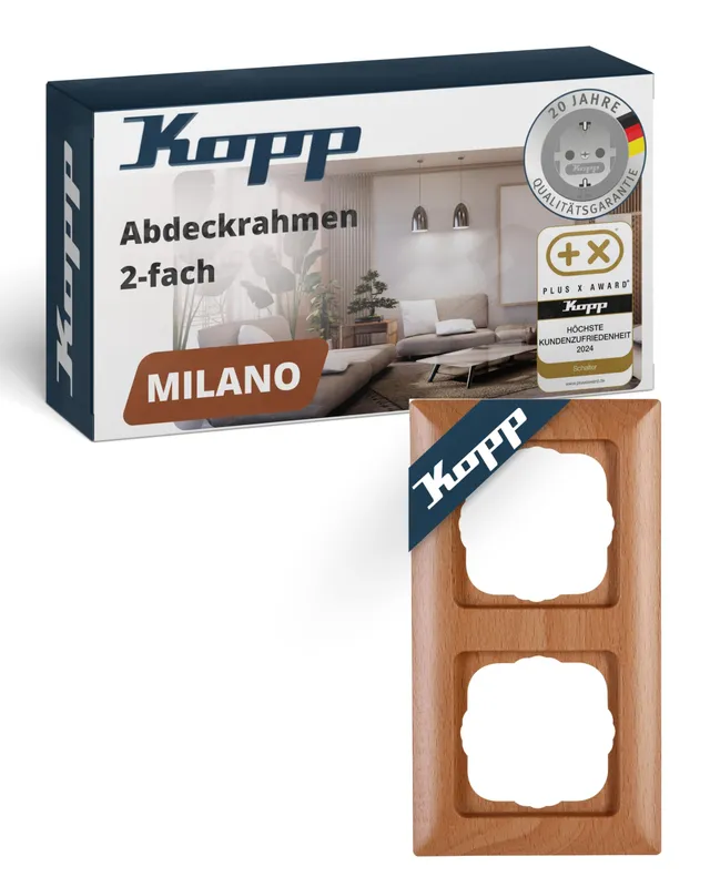 kopp-milano-2-fach-abdeckrahmen-buchen-echtholz-8-0-x-8-0-cm image 1