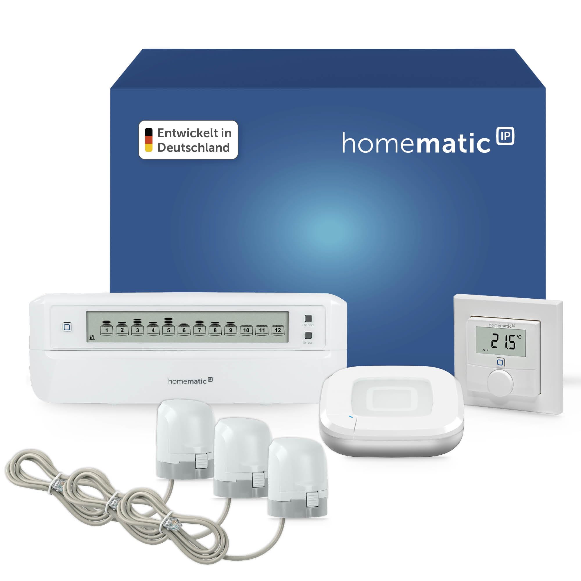 homematic-ip-fu-bodenheizungscontroller-12-fach-motorisch-set-mit-wandthermostat image 1