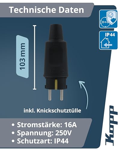 kopp-schutzkontakt-vollgummistecker-schwarz-ip44-16a-250v image 8