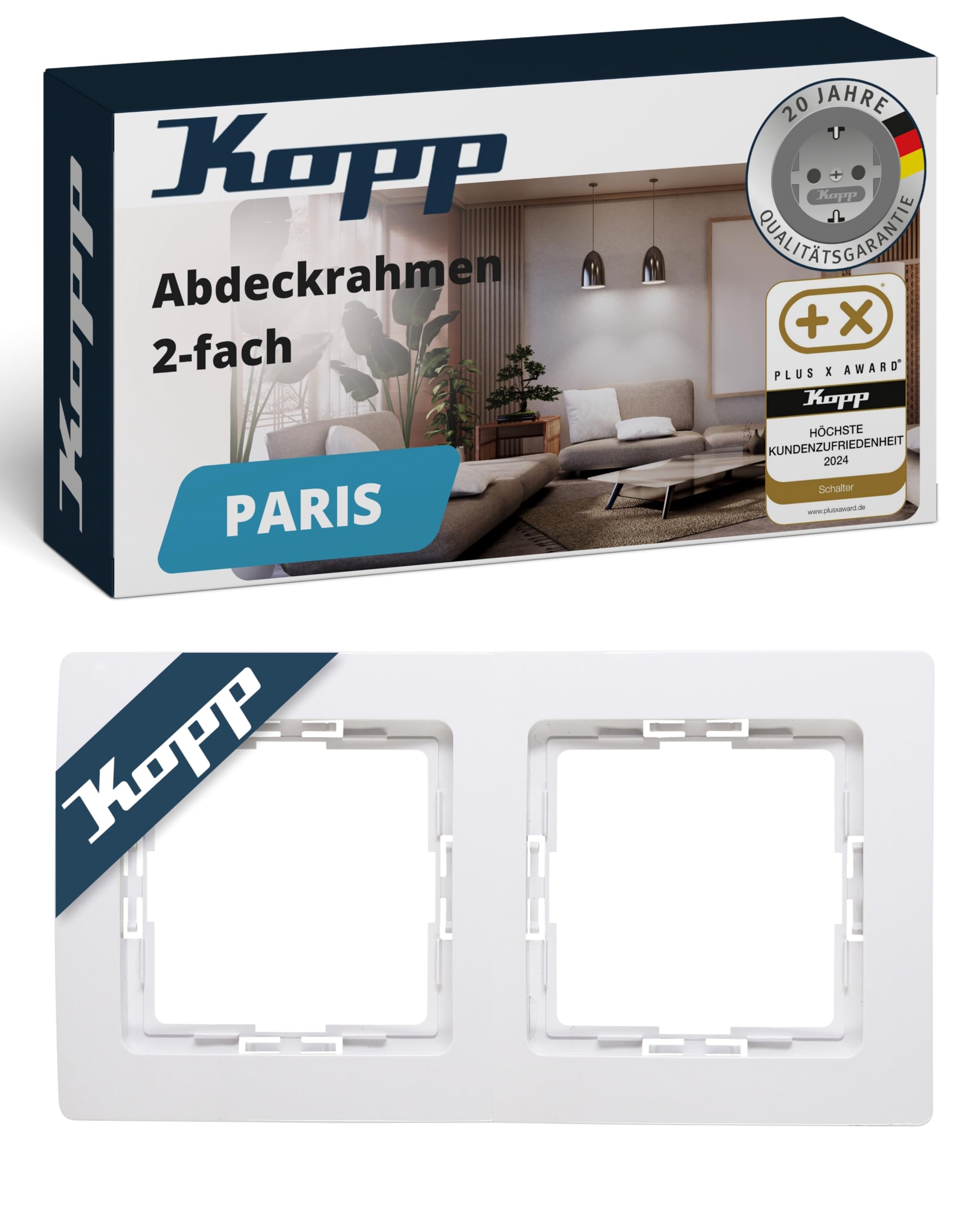 kopp-paris-2-fach-abdeckrahmen-arktis-wei-8-3-x-15-4-cm image 1