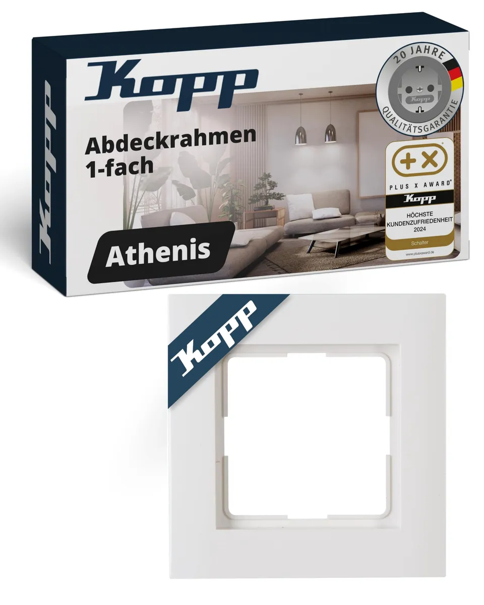 kopp-athenis-1-fach-abdeckrahmen-rein-wei-86-x-86-x-9-5-mm image 1