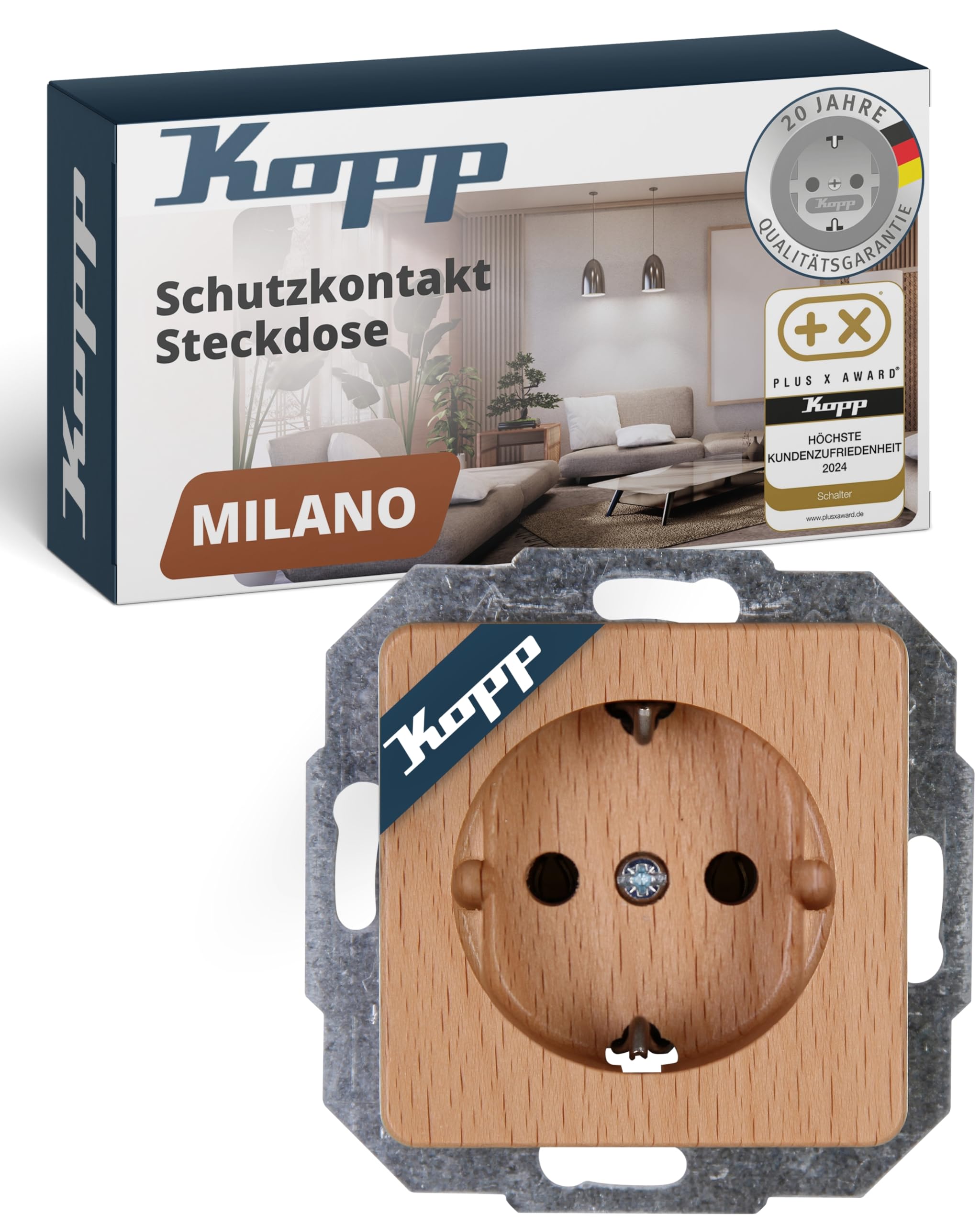kopp-milano-schutzkontakt-steckdose-unterputz-1-fach-buchen-echtholz-16a image 1