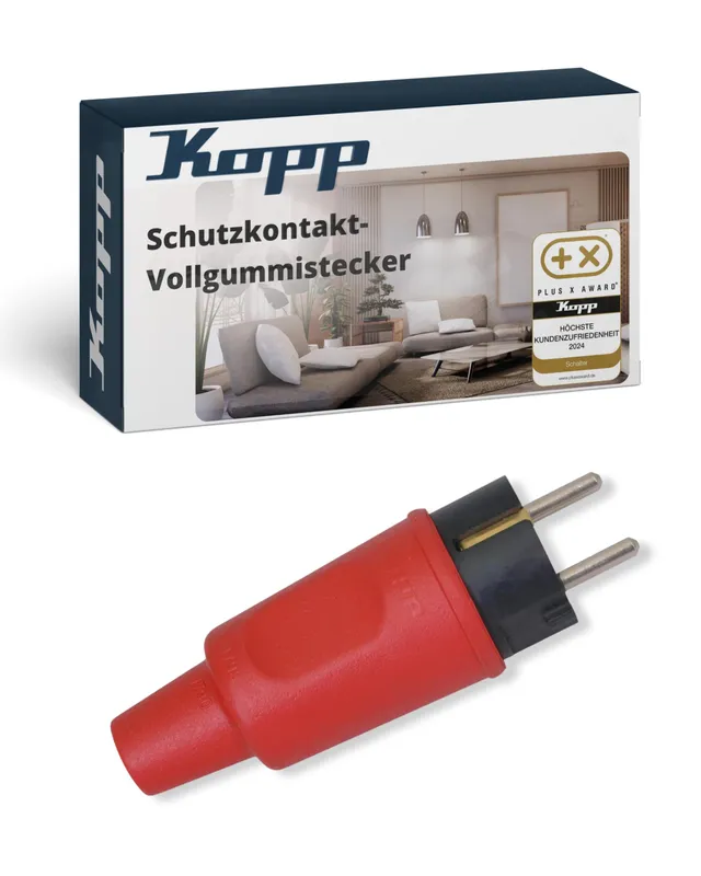 kopp-schutzkontakt-vollgummistecker-rot-ip44-16a-bruchfest-mit-knickschutz image 1