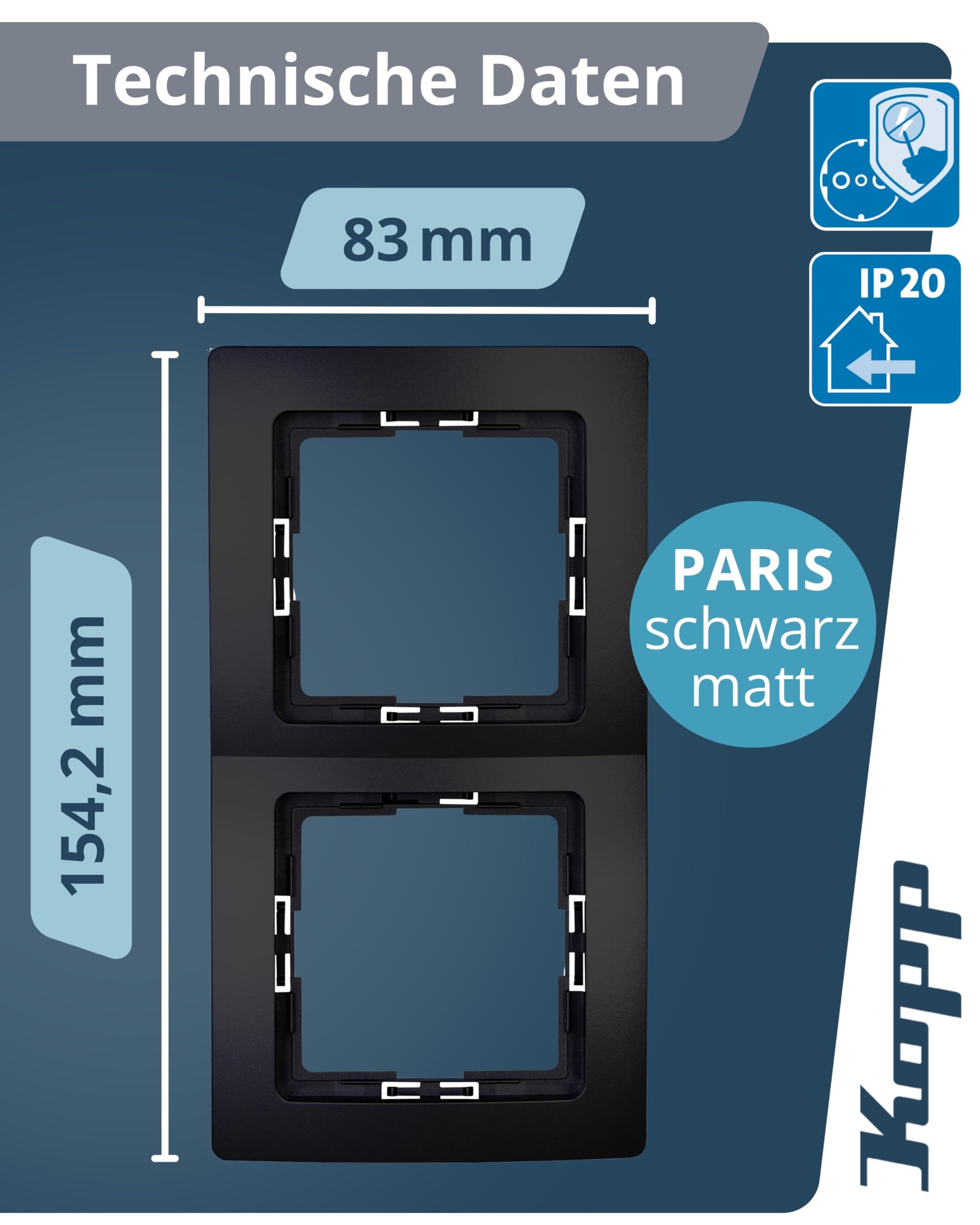 kopp-paris-2-fach-abdeckrahmen-matt-schwarz-8-3-x-15-4-cm-5-st-ck image 2