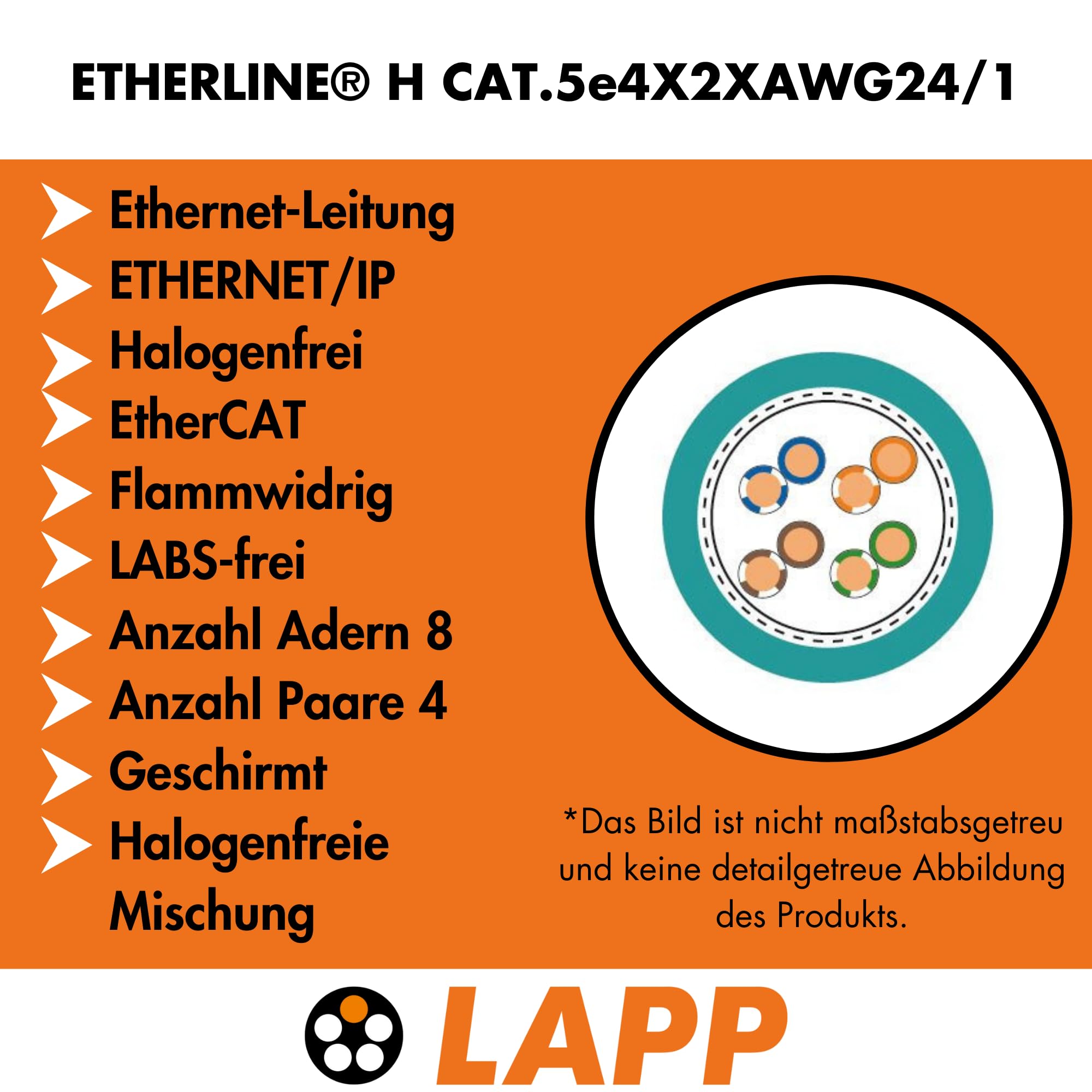 lapp-etherline-h-cat-5e-4x2x24-awg-ethernet-verlegekabel-10m-halogenfrei image 2