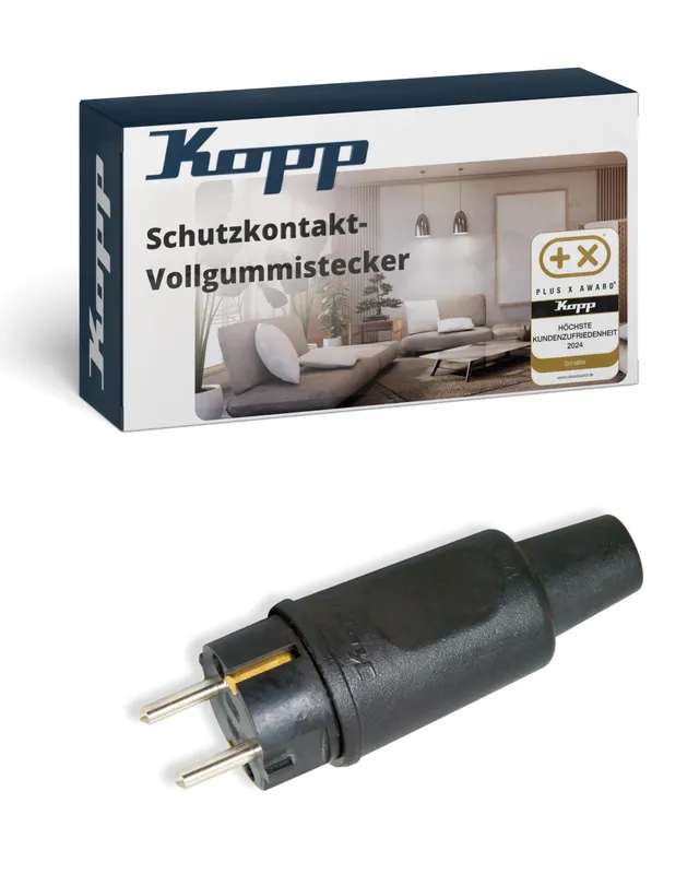 kopp-schutzkontakt-vollgummistecker-schwarz-ip44-16a-250v image 1