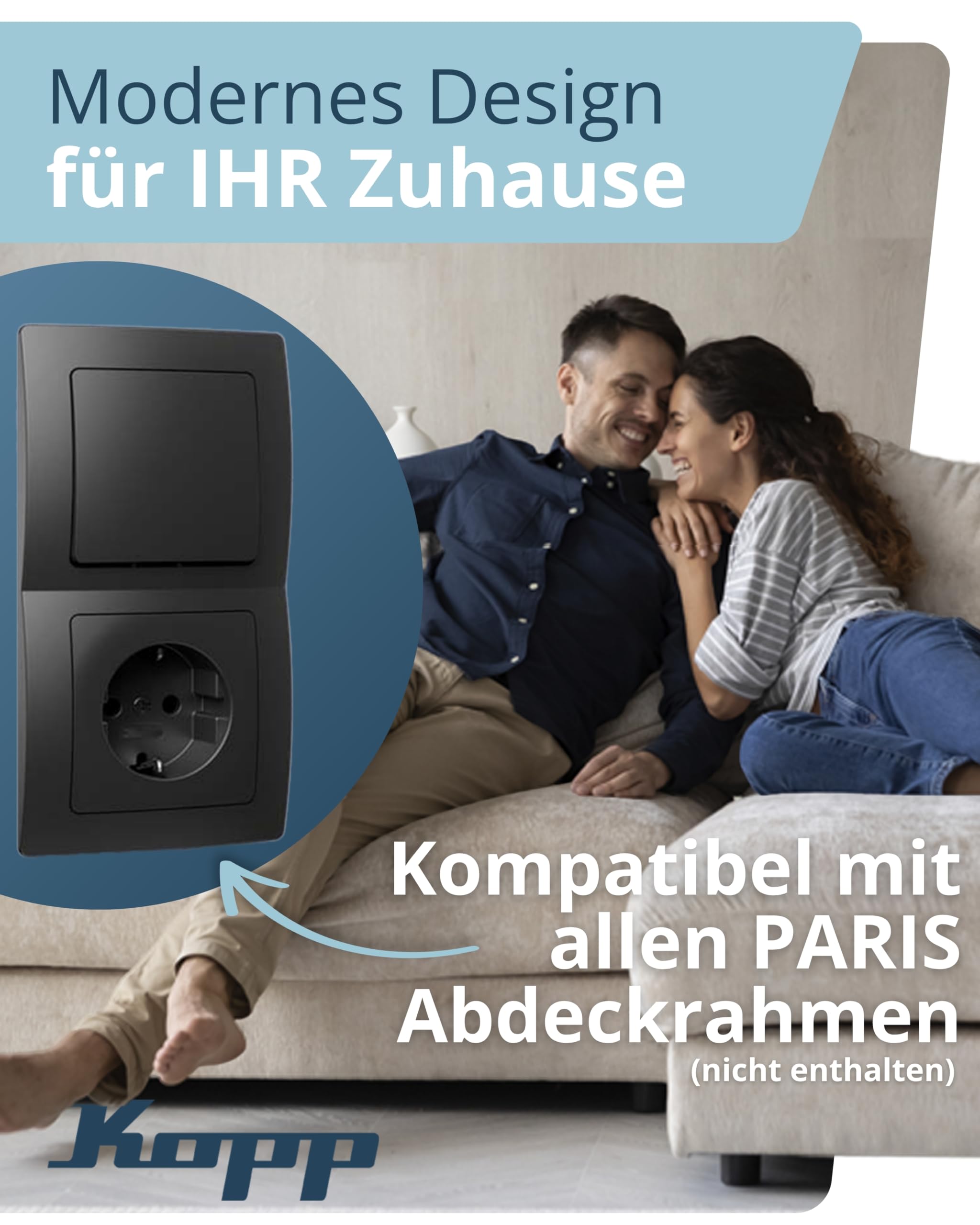 kopp-paris-schutzkontakt-steckdose-1-fach-16a-250v-ip20-schwarz-matt image 3