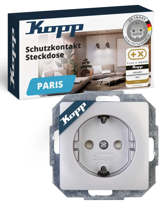 kopp-paris-schutzkontaktsteckdose-1-fach-silber-unterputz image 1