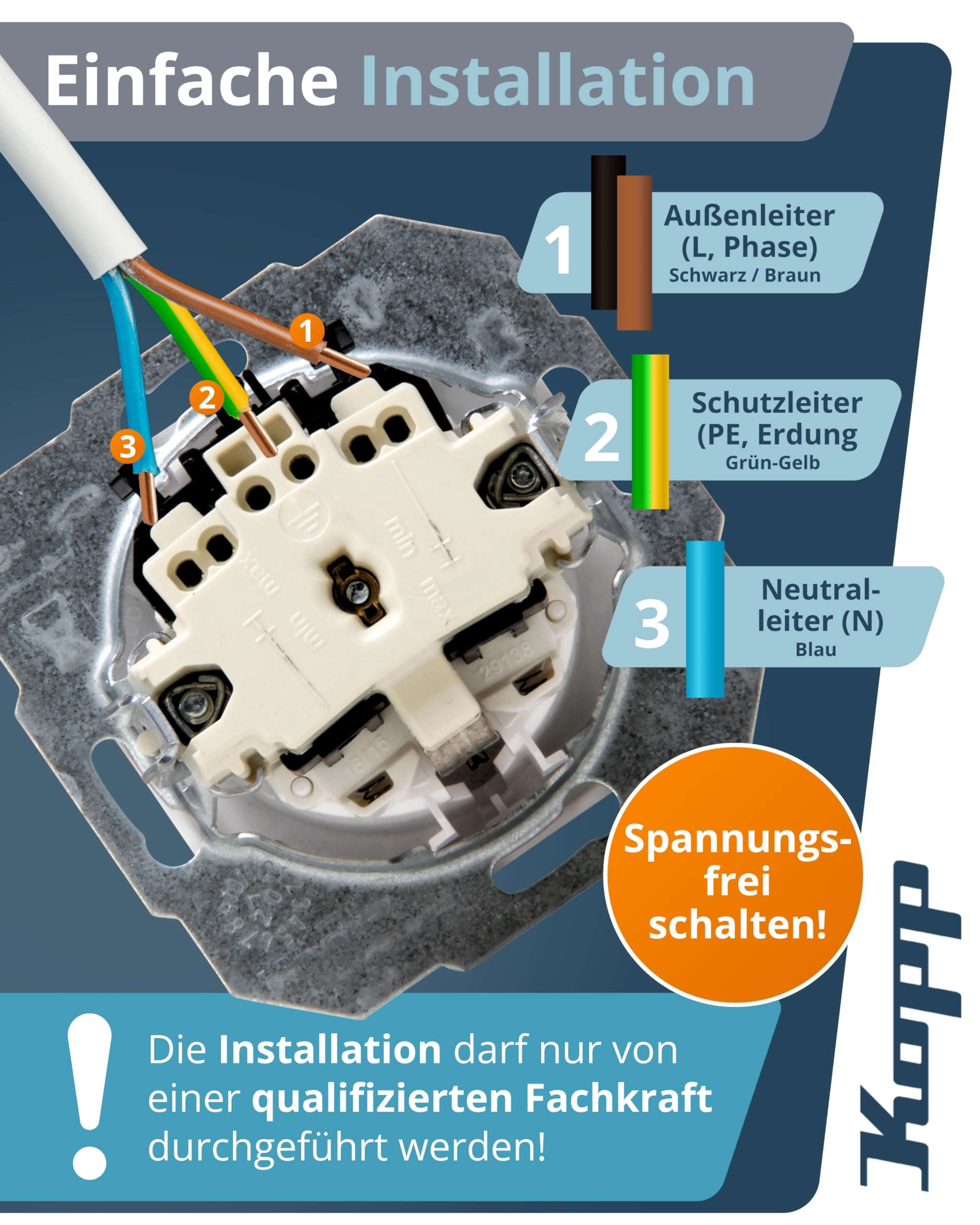 kopp-paris-schutzkontakt-steckdose-1-fach-16a-250v-ip20-schwarz-matt image 5