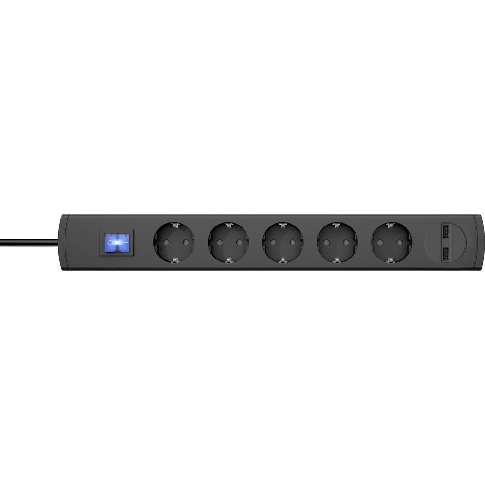 kopp-unoversal-plus-5-fach-steckdosenleiste-2x-usb-1-4m-anthrazit image 1