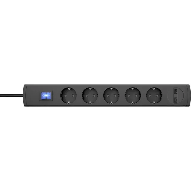 kopp-unoversal-plus-5-fach-steckdosenleiste-2x-usb-1-4m-anthrazit image 1