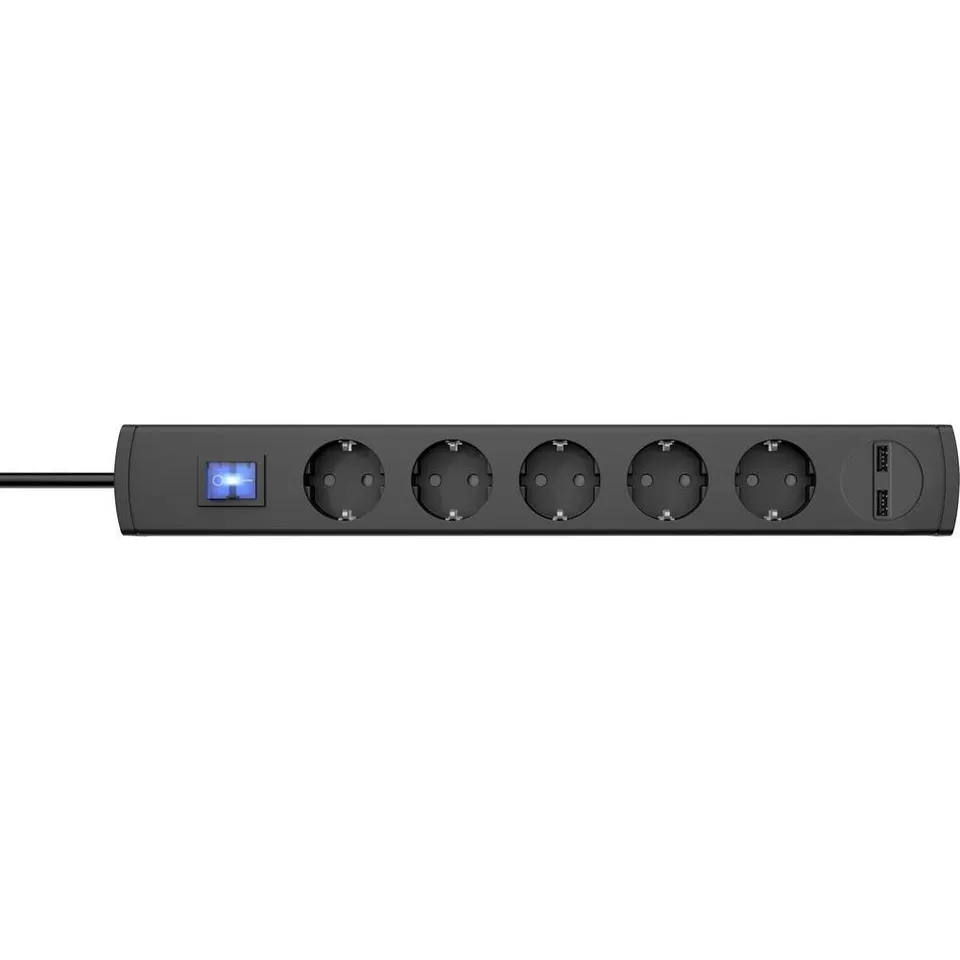kopp-unoversal-plus-5-fach-steckdosenleiste-2x-usb-1-4m-anthrazit image 1
