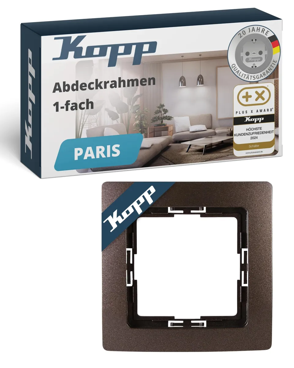 kopp-paris-abdeckrahmen-1-fach-83x83mm-palisander-braun image 1