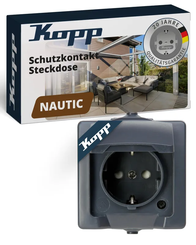 kopp-nautic-schutzkontakt-steckdose-1-fach-aufputz-ip44-anthrazit-mit-klappdecke image 1