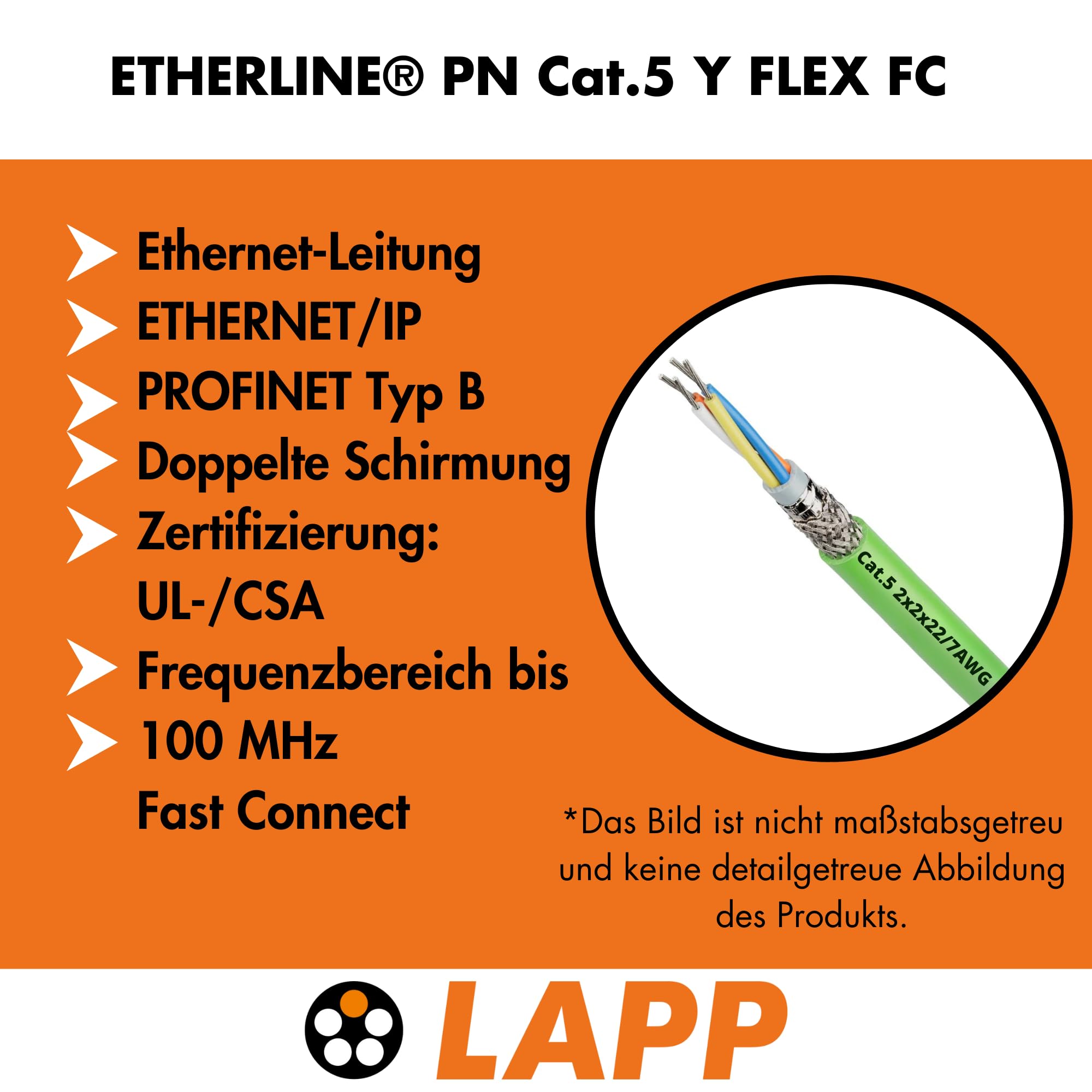 lapp-etherline-pn-cat-5e-y-flex-fc-lan-kabel-2x2x22-awg-typ-b-10m image 2