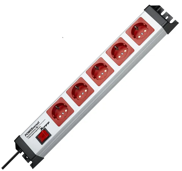 kopp-powerversal-steckdosenleiste-5-fach-mit-schalter-grau-rot image 1