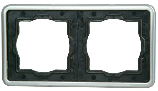 kopp-vision-abdeckrahmen-2-fach-stahlfarben-doppelrahmen image 1