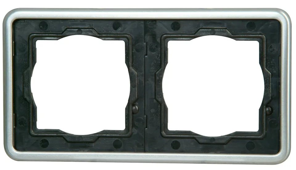 kopp-vision-abdeckrahmen-2-fach-stahlfarben-doppelrahmen image 1