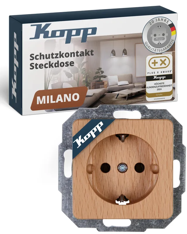 kopp-milano-schutzkontakt-steckdose-unterputz-1-fach-buchen-echtholz-16a image 1