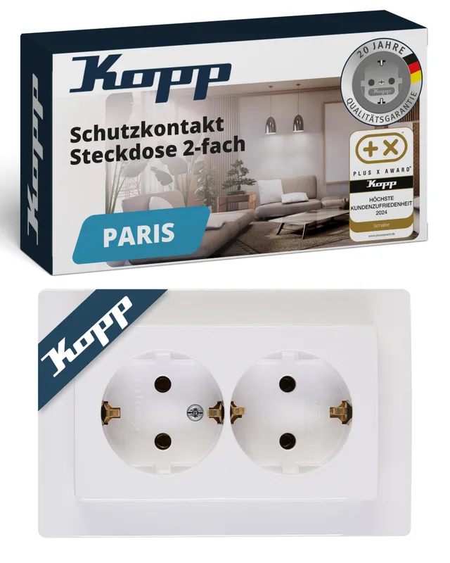 kopp-paris-2-fach-schutzkontaktsteckdose-unterputz-arktis-wei-16a image 1