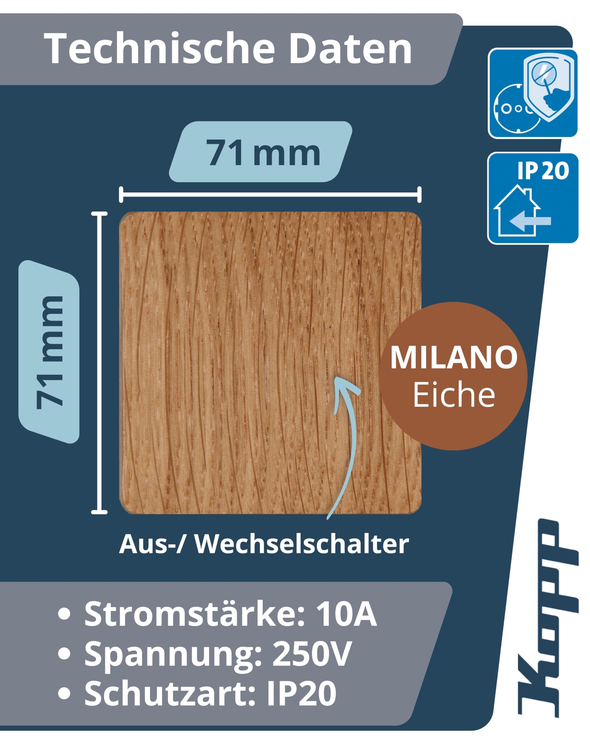 kopp-milano-universalschalter-aus-wechselschalter-10ax-250v-eichen-echtholz image 2