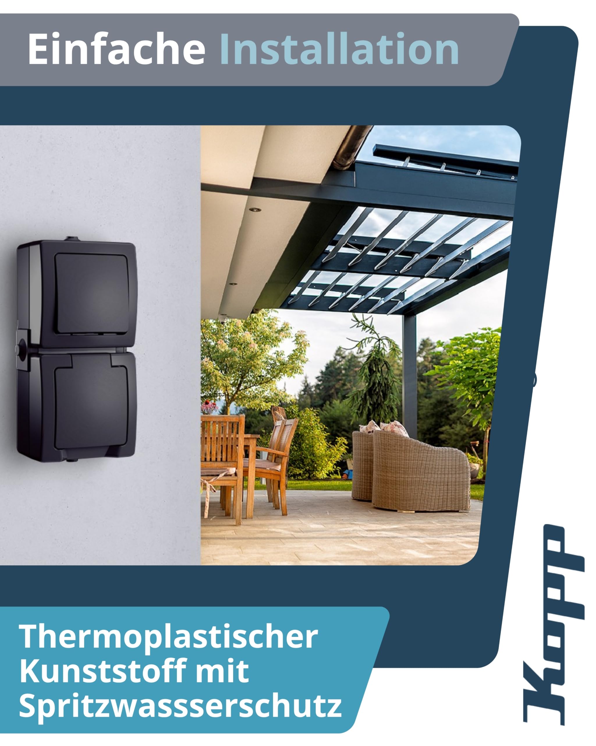 kopp-nautic-schutzkontakt-steckdose-1-fach-aufputz-ip44-anthrazit-mit-klappdecke image 6
