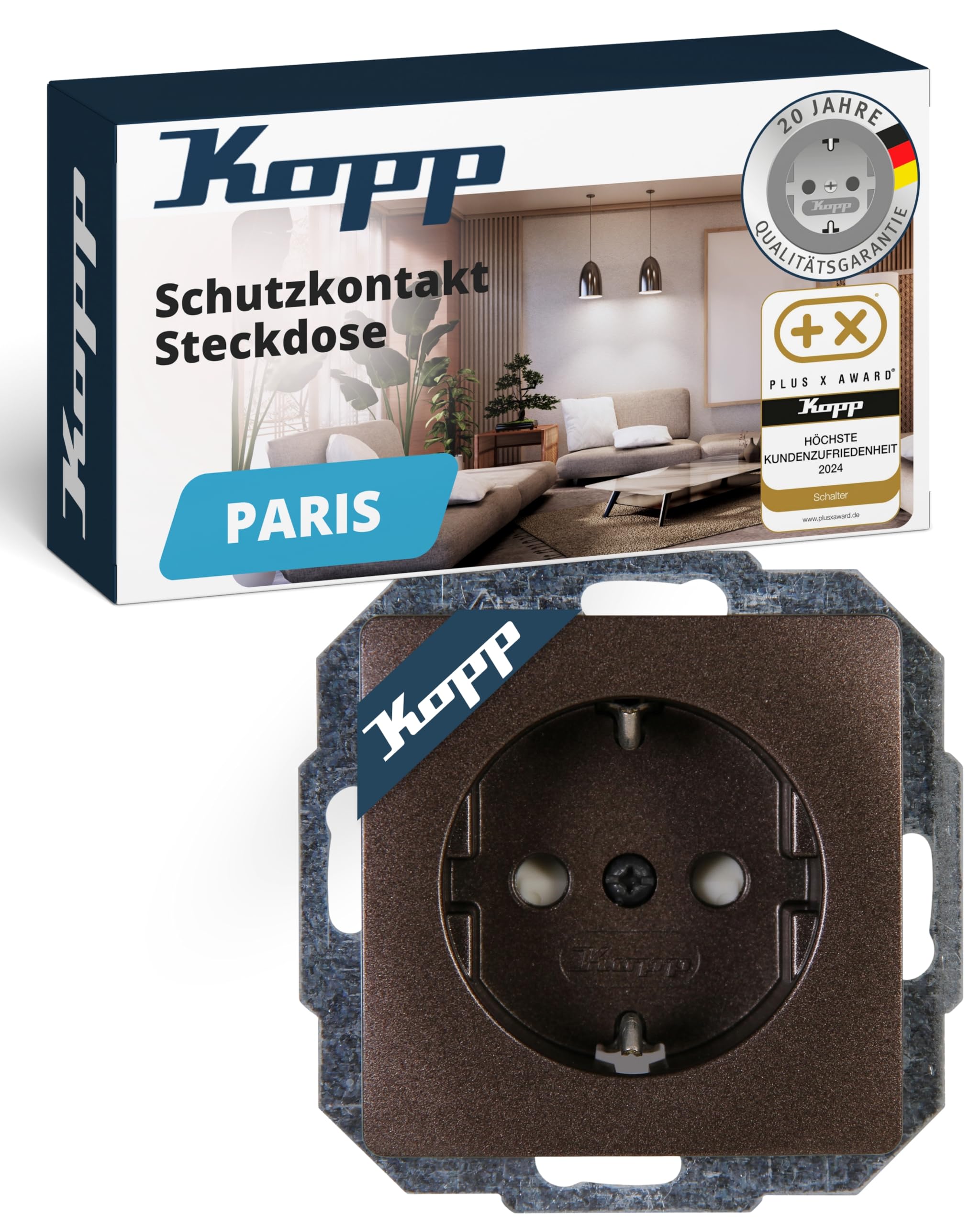 kopp-paris-schutzkontakt-steckdose-1-fach-16a-250v-ip20-palisander-braun image 1