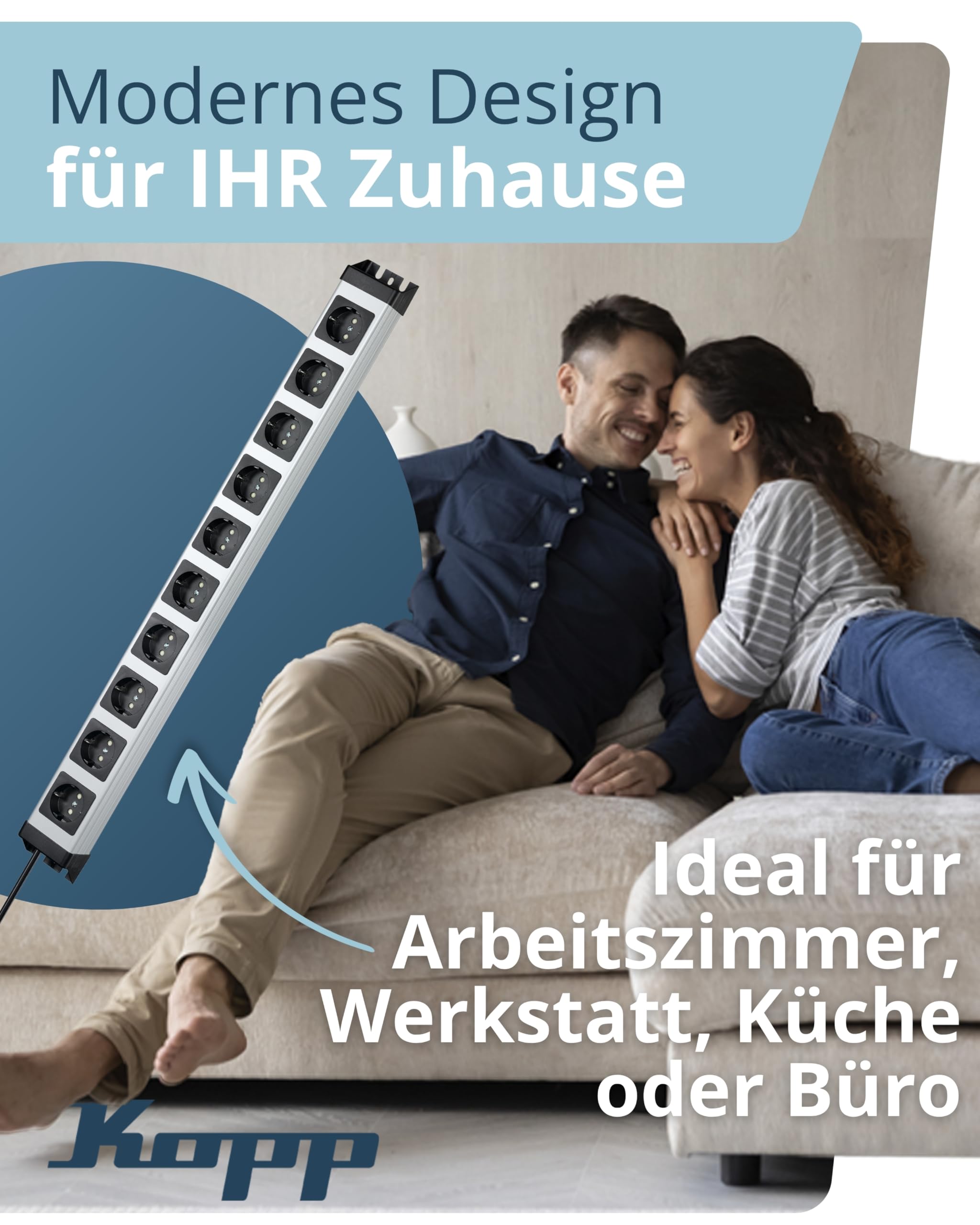 kopp-powerversal-steckdosenleiste-10-fach-1-4m-16a-silber-schwarz image 3