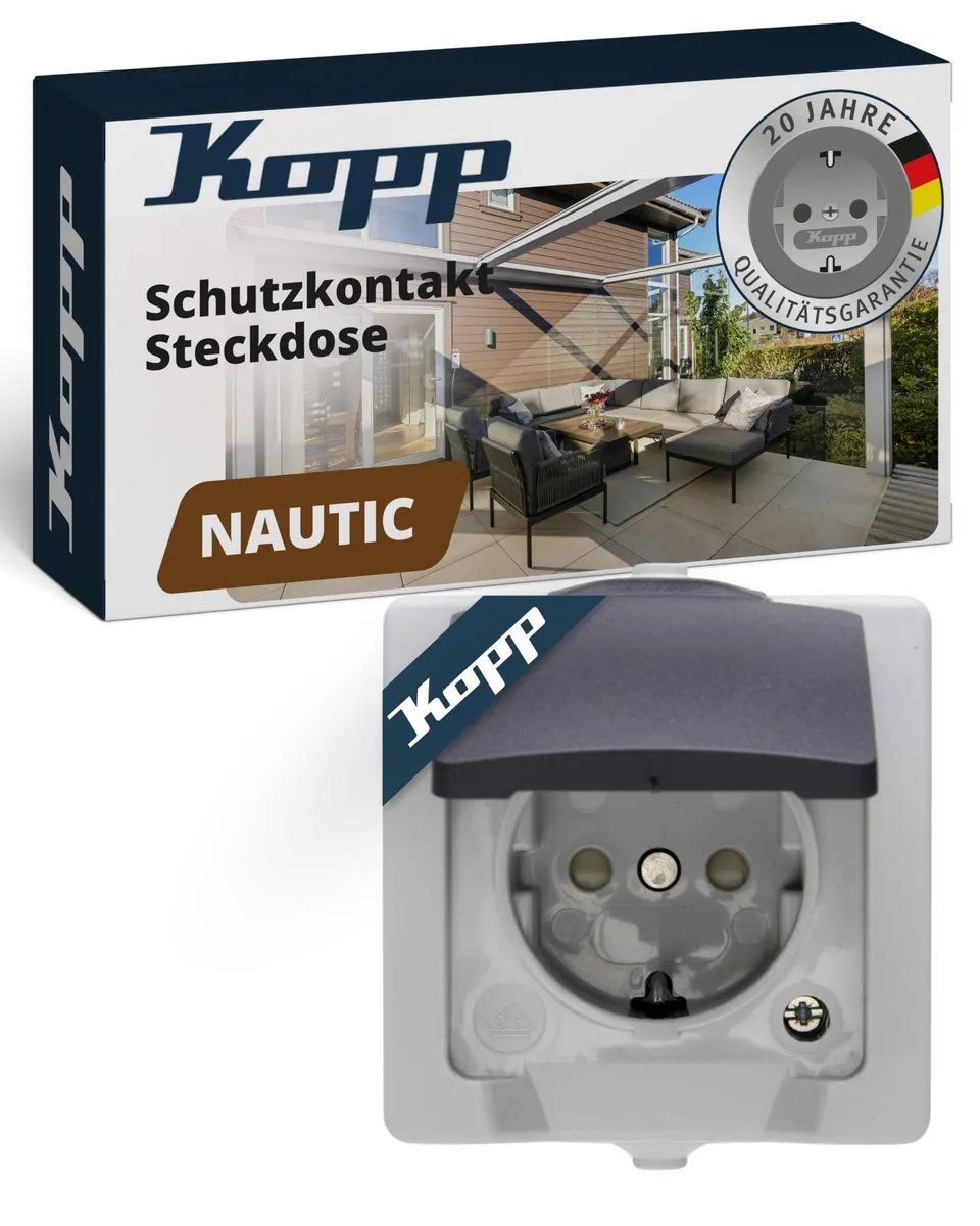 kopp-nautic-1-fach-schutzkontakt-steckdose-aufputz-ip44-grau-klappdeckel image 1