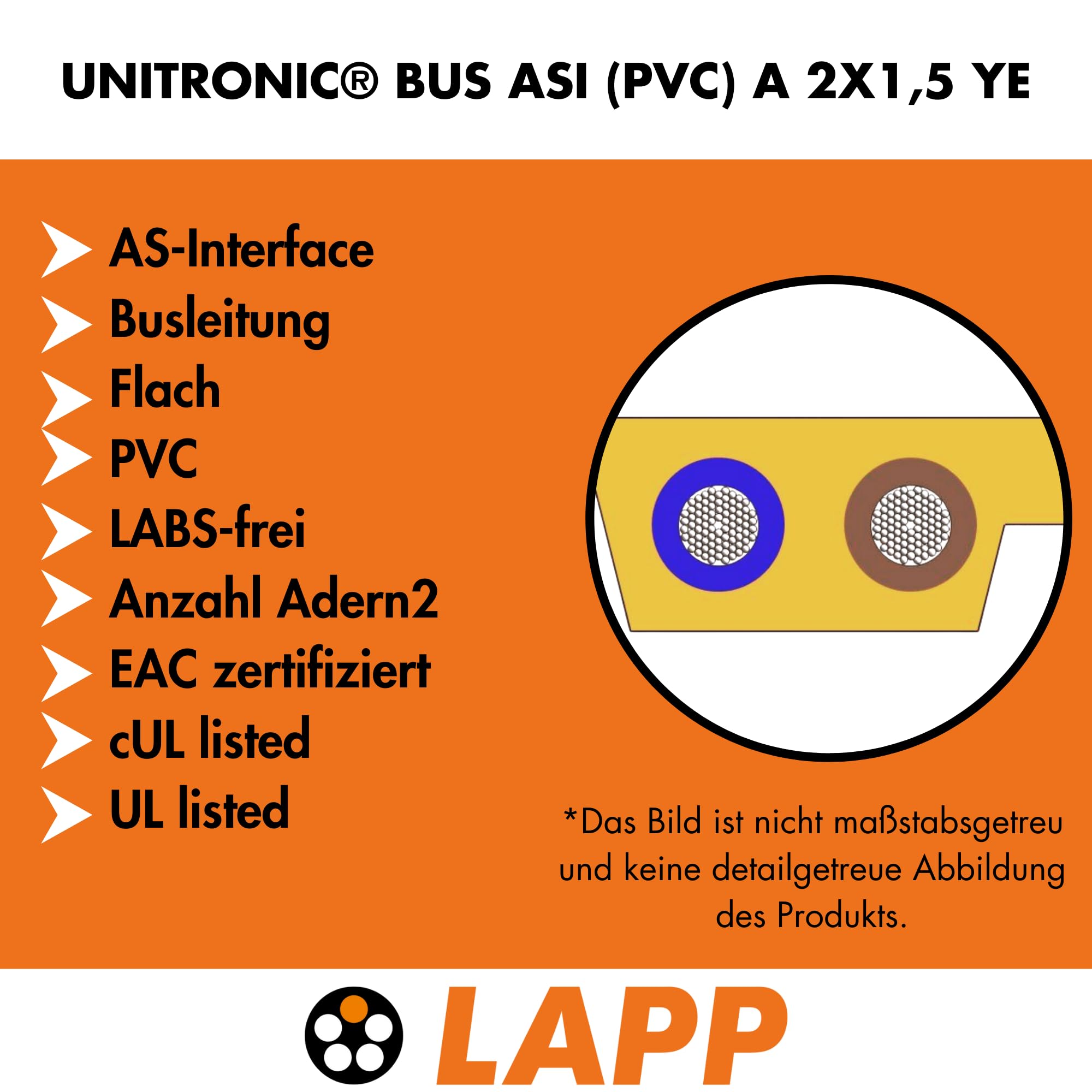 lapp-unitronic-bus-asi-pvc-a-busleitung-2x1-5-mm-10m-gelb-flach image 2