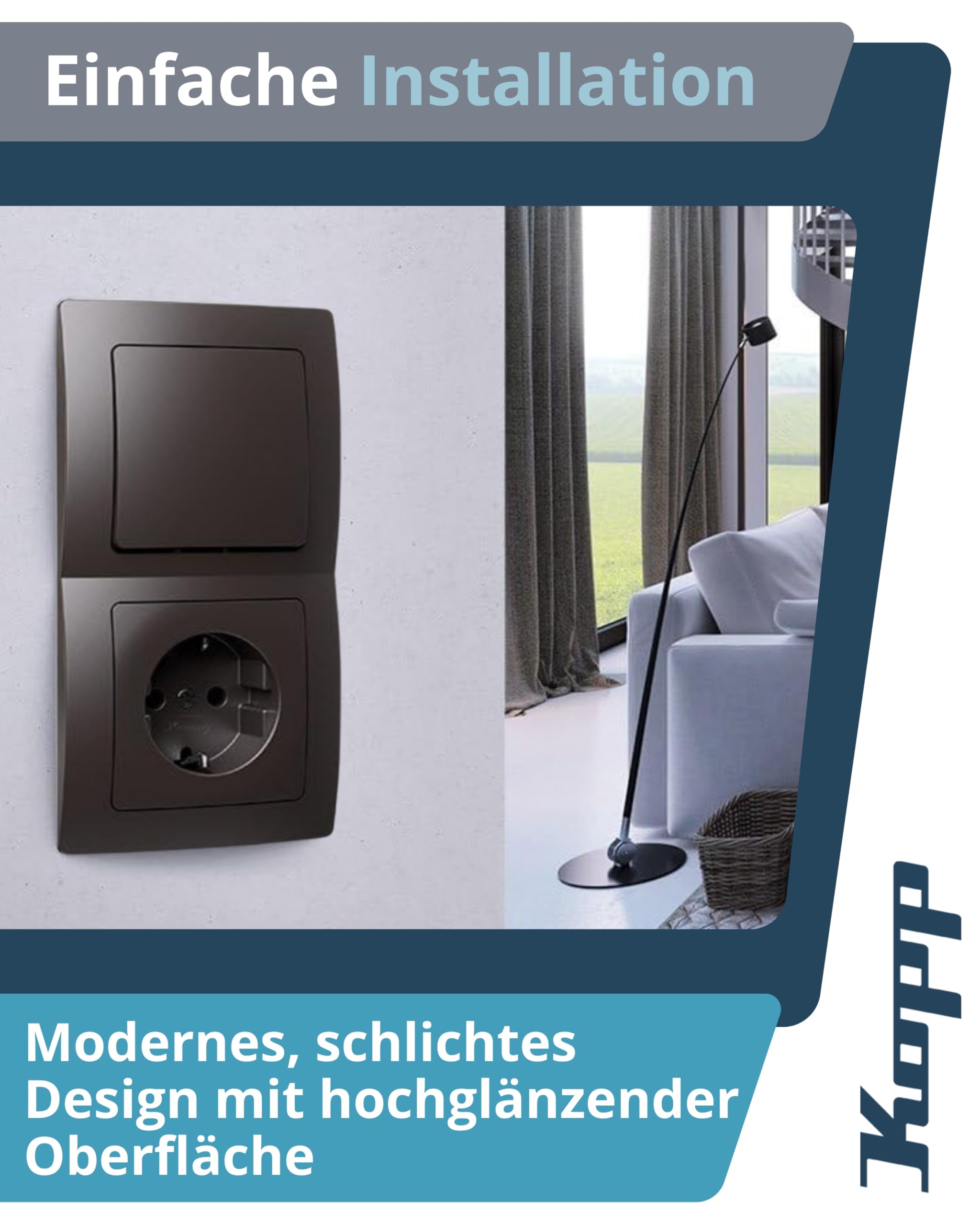 kopp-paris-abdeckrahmen-1-fach-83x83mm-palisander-braun image 5