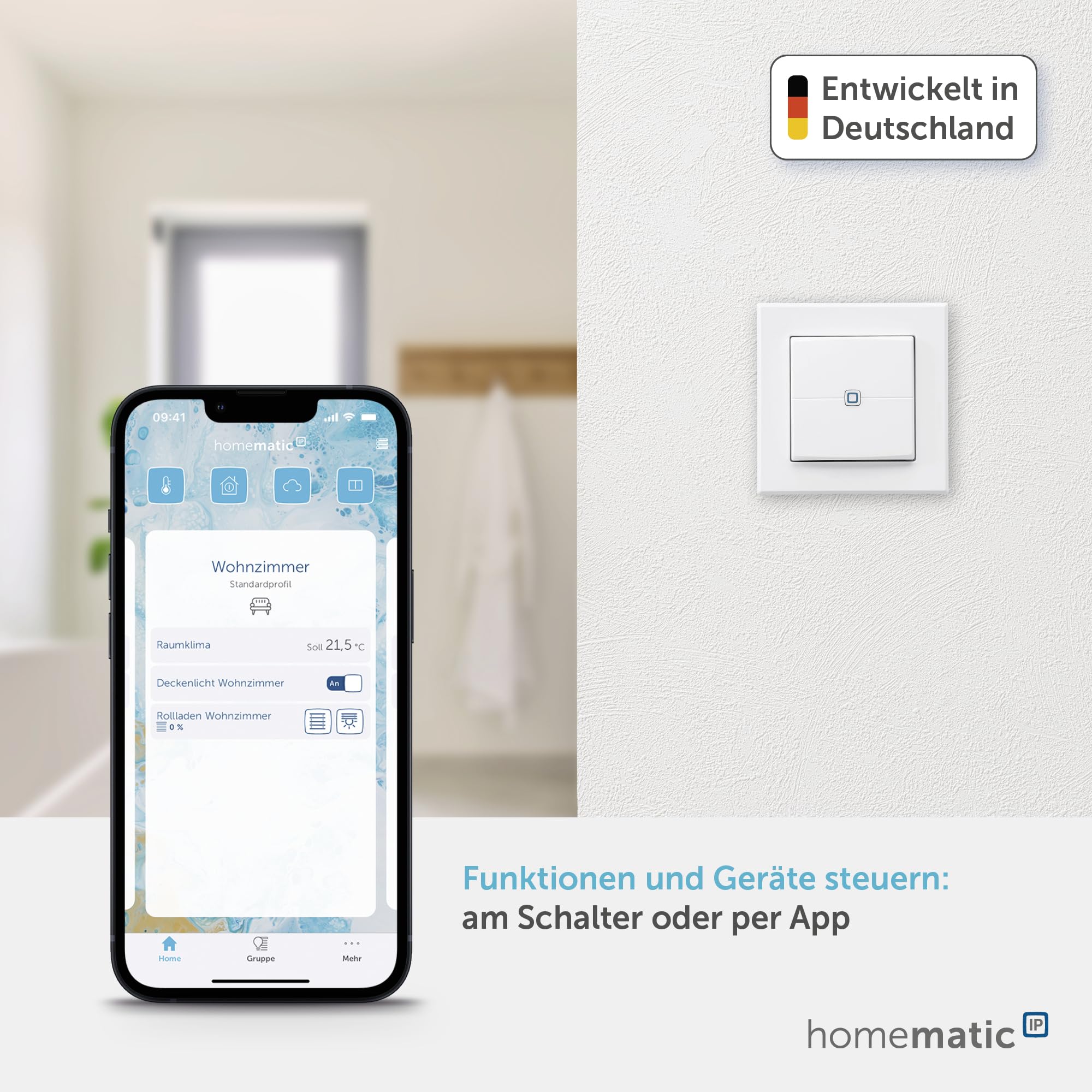 homematic-ip-wandtaster-2-fach-funk-f-r-licht-heizung-rollladen image 2