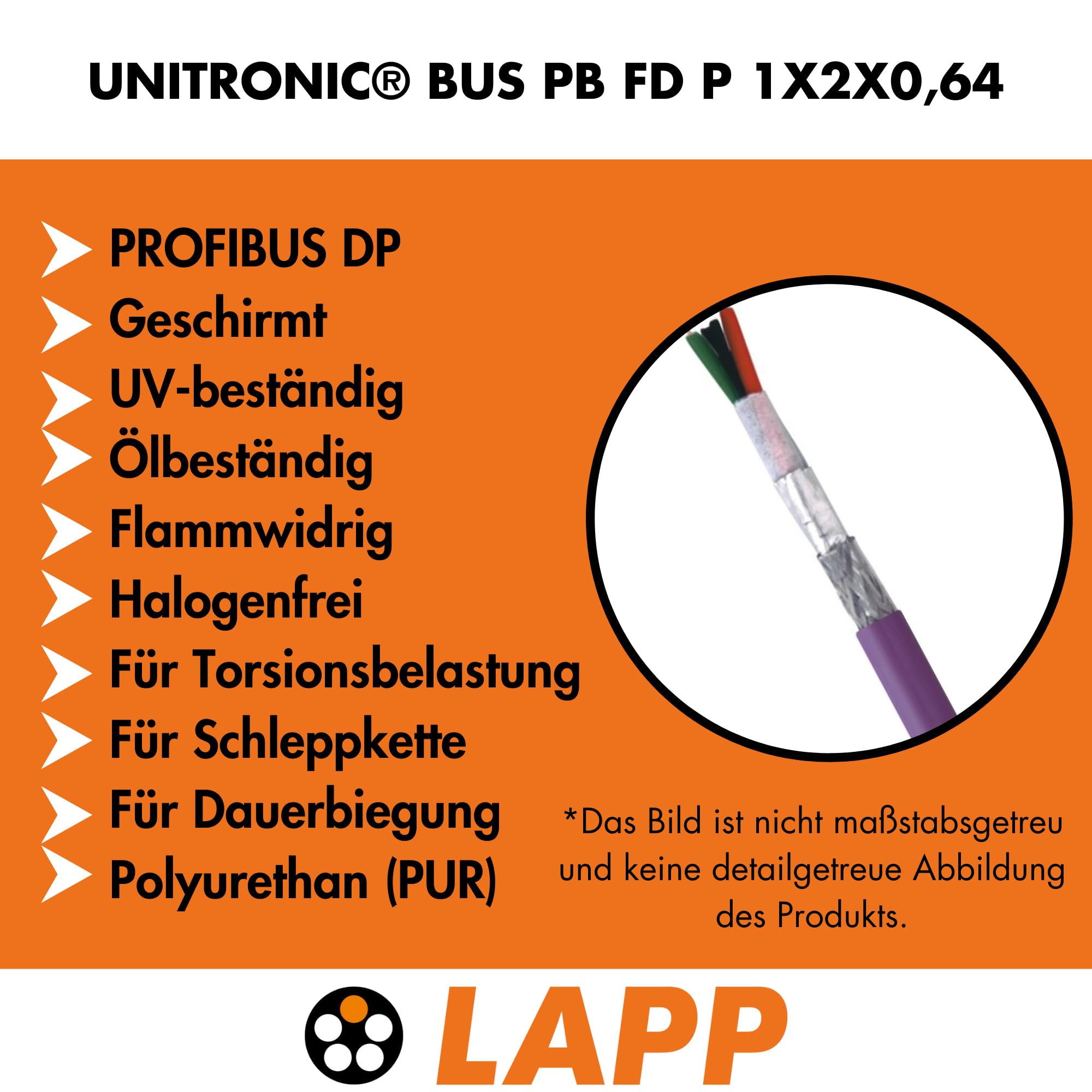 lapp-unitronic-bus-pb-fd-1x2x0-64-mm-profibus-schleppkettenleitung-10m image 2