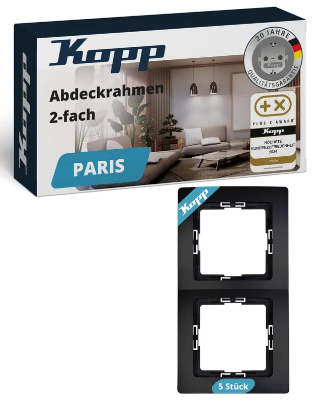 kopp-paris-2-fach-abdeckrahmen-matt-schwarz-8-3-x-15-4-cm-5-st-ck image 1