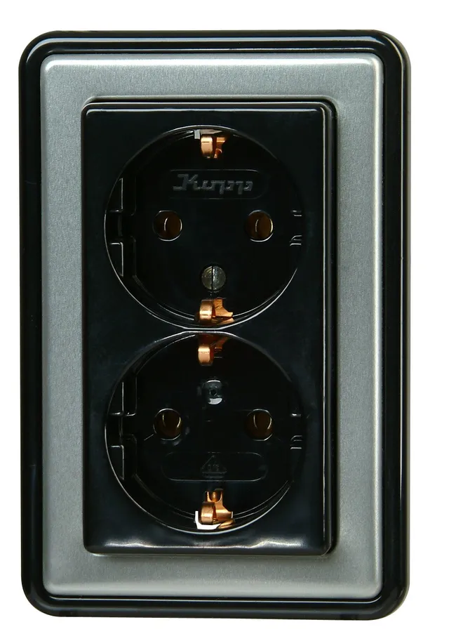 kopp-vision-steckdose-2-fach-118320087-stahl-16a-250v-ip20 image 1