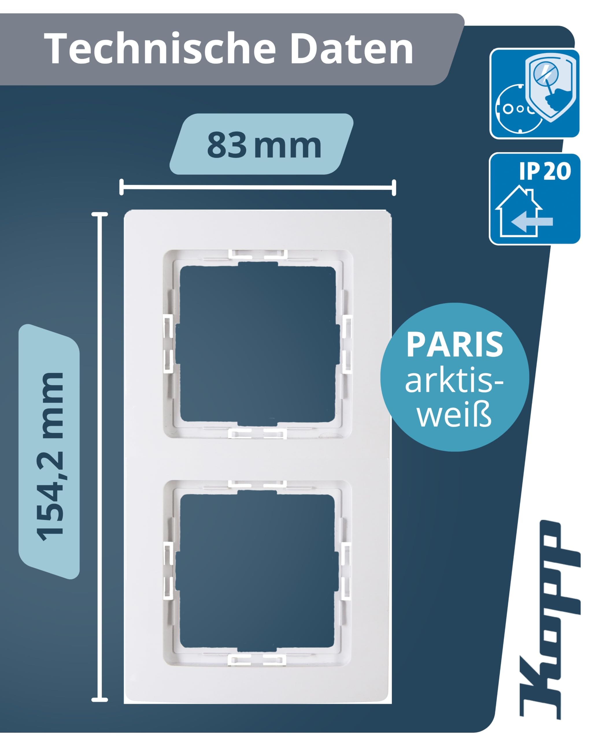 kopp-paris-2-fach-abdeckrahmen-arktis-wei-8-3-x-15-4-cm image 2