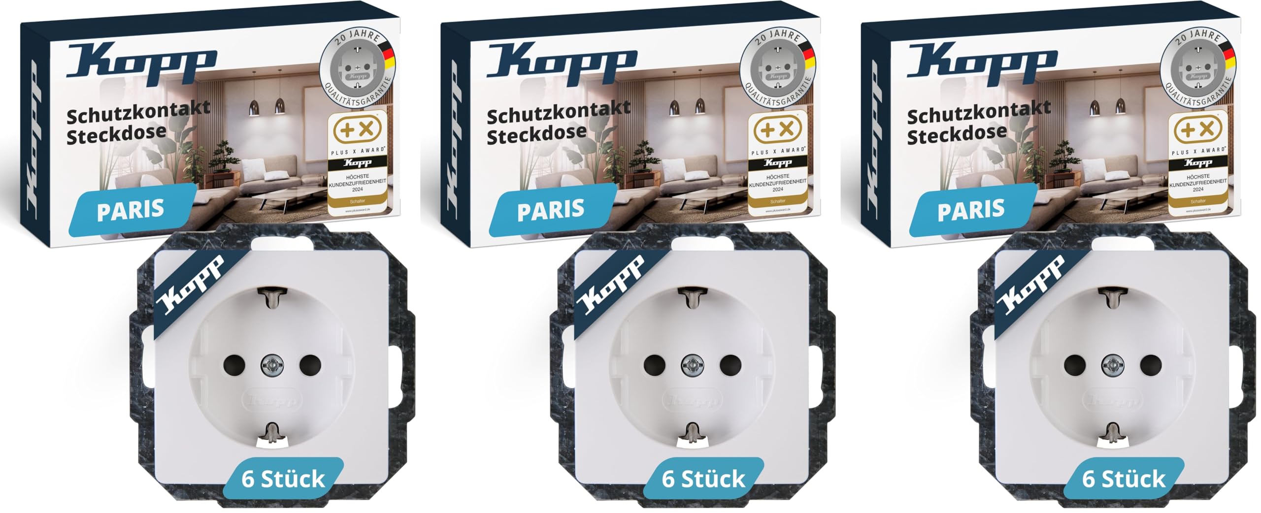kopp-paris-schutzkontaktsteckdose-1-fach-arktis-wei-6er-set image 8