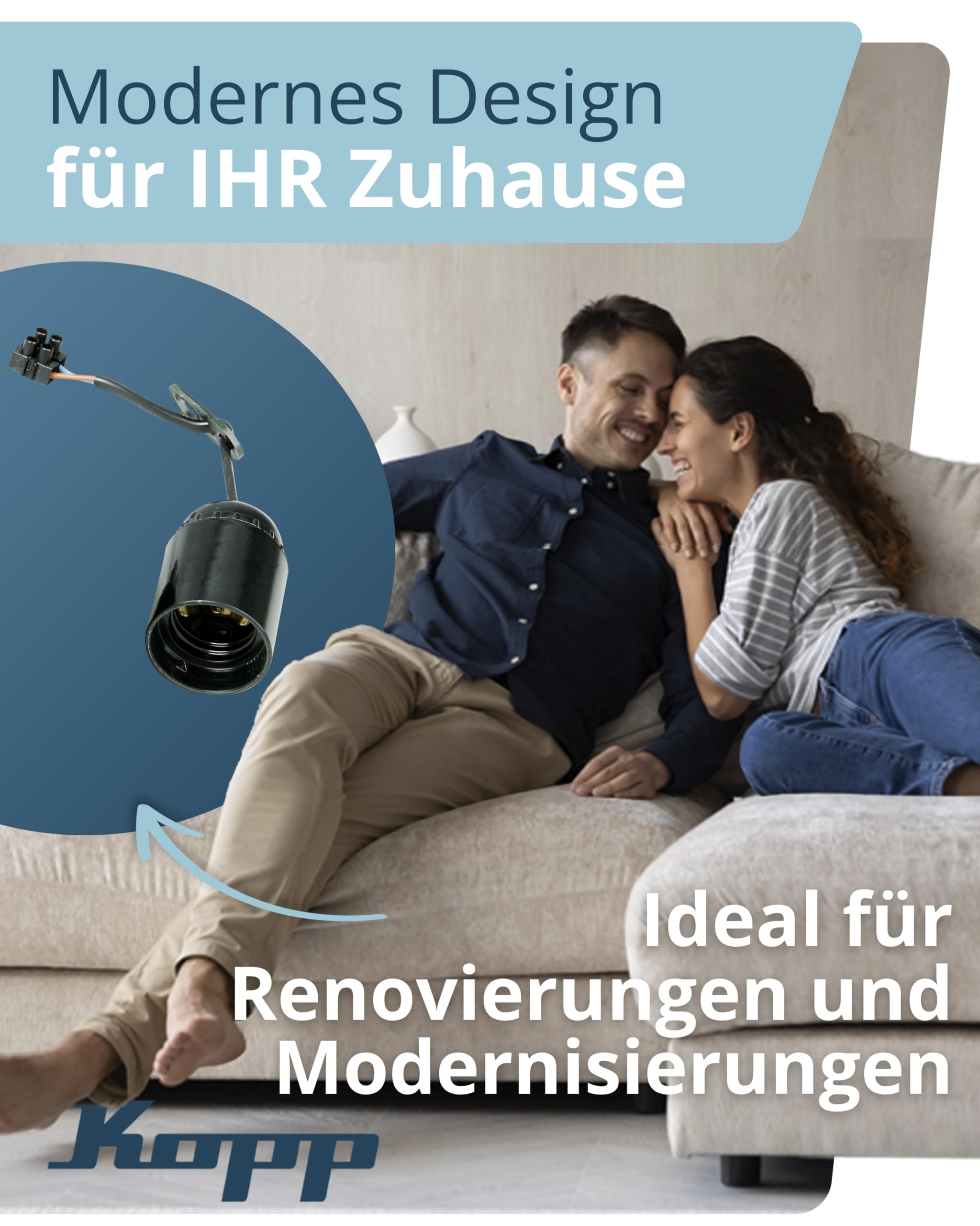 kopp-renovierungsfassung-e27-schwarz-3er-set-mit-13cm-leitung image 3
